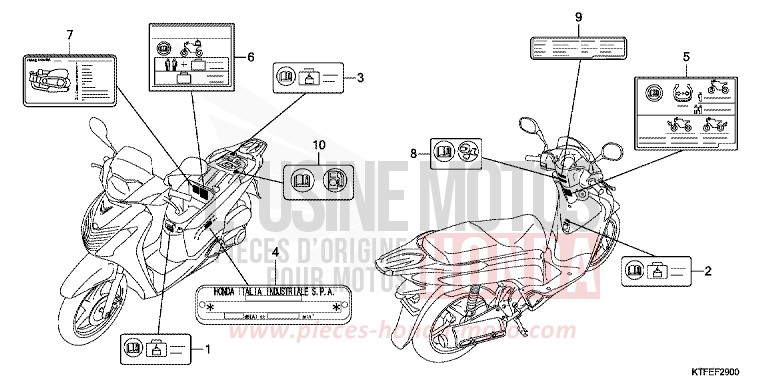 ETIQUETTE DE PRECAUTIONS de SH125 PEARL SIENA RED (R320) 2012