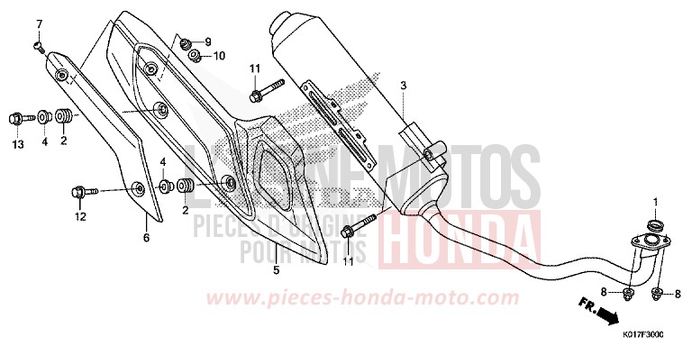 SILENCIEUX D'ECHAPPEMENT de SH125 PEARL SIENA RED (R320) de 2013