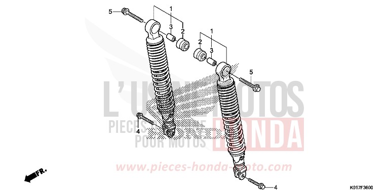 COUSSIN ARRIERE de SH125 PEARL SIENA RED (R320) de 2013