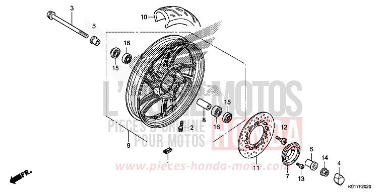 ROUE AVANT de SH125 PEARL SIENA RED (R320) 2013