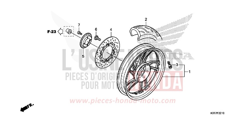 ROUE ARRIERE de SH125 PEARL SIENA RED (R320) 2013