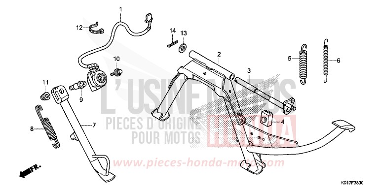 BEQUILLE de SH125 PEARL SIENA RED (R320) 2013