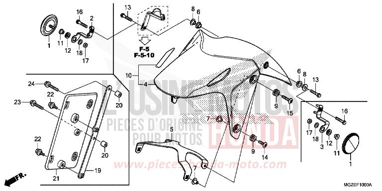 AILE AVANT de CB500F MAT GUNPOWDER BLACK METALLIC (NH436X) de 2015