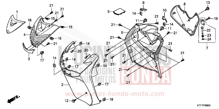 GAINE DE PROTECTION AVANT de SH125 MAT CYNOS GRAY METALLIC (NH312) 2010