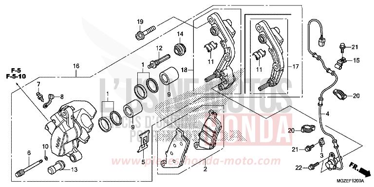 ETRIER DE FREIN AVANT de CB500F ROSS WHITE (NH196K) de 2015
