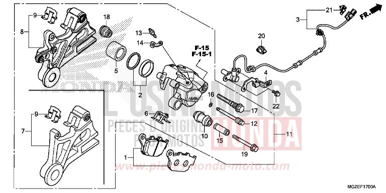 ETRIER DE FREIN ARRIERE de CB500F ROSS WHITE (NH196K) de 2015