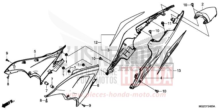 COUVERCLE LATERAL/CAPOT ARRIERE de CB500F ROSS WHITE (NH196K) de 2015