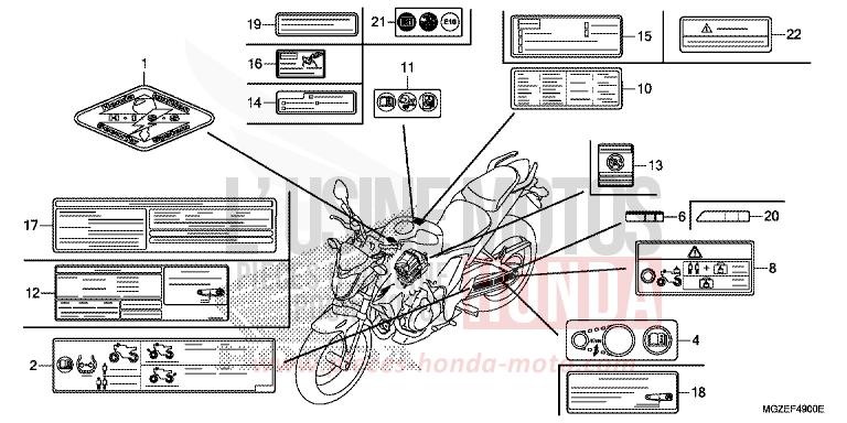 ETIQUETTE DE PRECAUTIONS de CB500F ROSS WHITE (NH196K) 2015