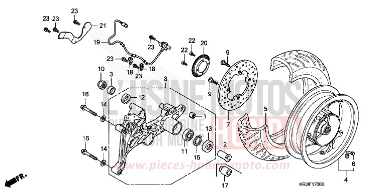 ROUE ARRIERE de Pantheon INTERSTELLAR BLACK METALLIC (NHA12) de 2003