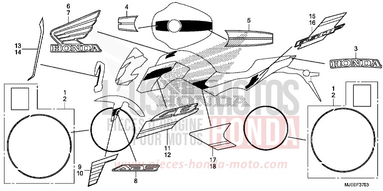 MARQUE (4) de CB650F MILLENNIUM RED (R263) 2017