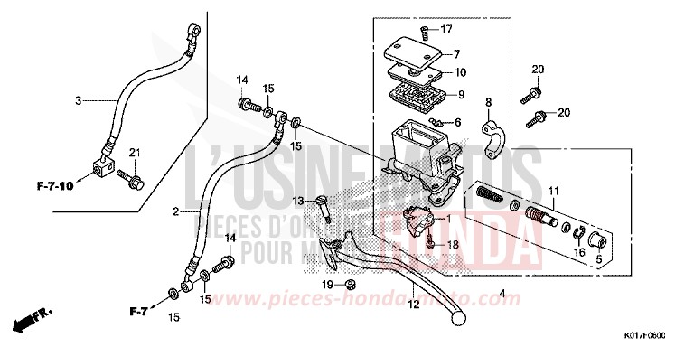 MAÎTRE-CYLINDRE DE FREIN ARRIÈRE de SH125 PEARL NIGHTSTAR BLACK (NHA84) de 2013