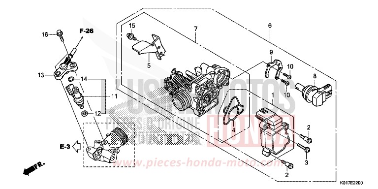 CORPS DE PAPILLON/INJECTEUR DE CARBURANT de SH125 PEARL SIENA RED (R320) 2013