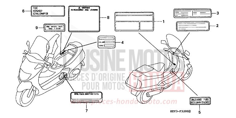 ETIQUETTE DE PRECAUTIONS de Pantheon RADIANT RED METALLIC (R218) de 1998