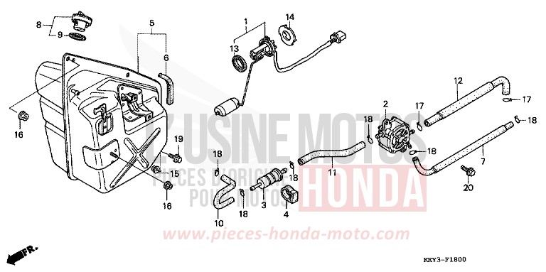 RESERVOIR A CARBURANT de Pantheon SPARKLING SILVER METALLIC (NH295) de 1998