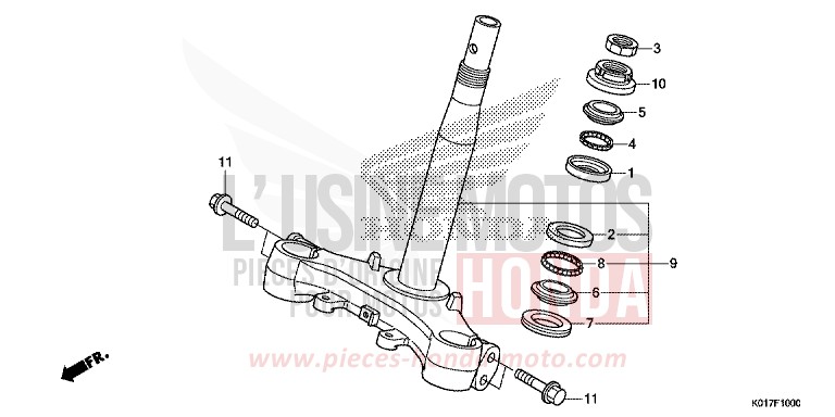 TIGE DE DIRECTION de SH125 PEARL SIENA RED (R320) de 2013