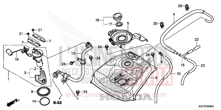 RESERVOIR A CARBURANT de SH125 PEARL SIENA RED (R320) de 2013
