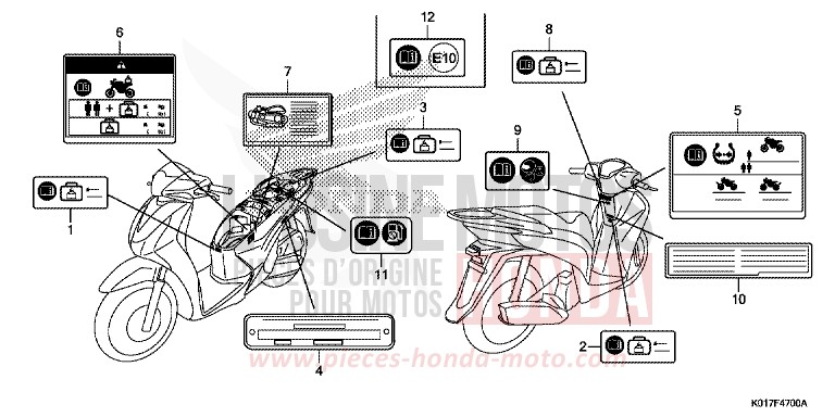 ETIQUETTE DE PRECAUTIONS de SH125 PEARL SIENA RED (R320) de 2013