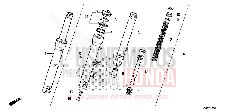 FOURCHETTE AVANT de SH125 PEARL COOL WHITE (NHA16) de 2013