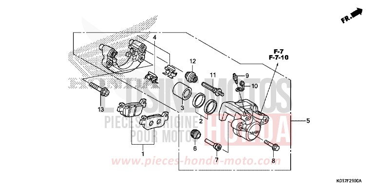 ETRIER DE FREIN ARRIERE de SH125 PEARL COOL WHITE (NHA16) de 2013