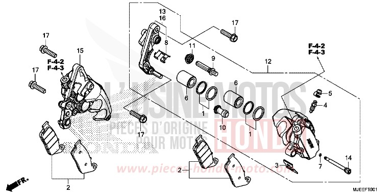 ETRIER DE FREIN AVANT (2) de CB650F PEARL METALLOID WHITE (NHA96) de 2018