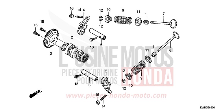 ARBRE A CAMES/SOUPAPE de PCX PEARL HIMALAYAS WHITE (NHA87) de 2012