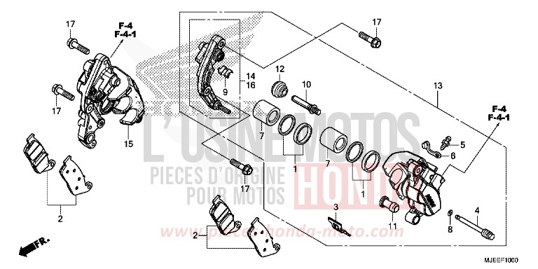 ETRIER DE FREIN AVANT (1) de CB650F MAT GUNPOWDER BLACK METALLIC (NH436) de 2014