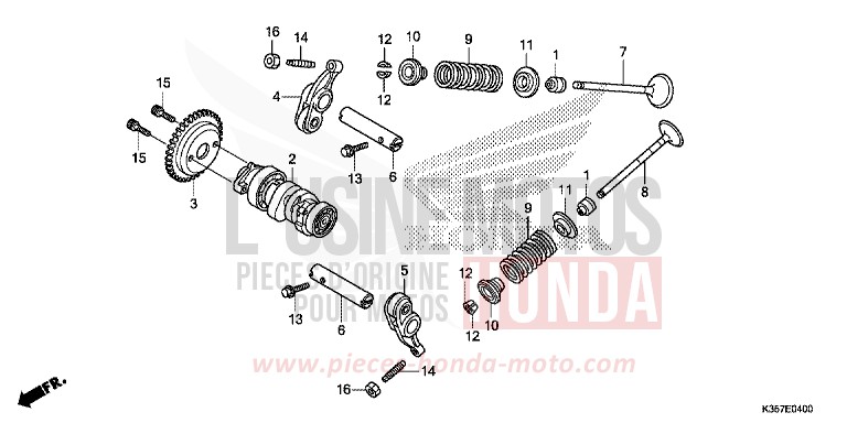 ARBRE A CAMES/SOUPAPE de PCX PEARL SIENA RED (R320) de 2015