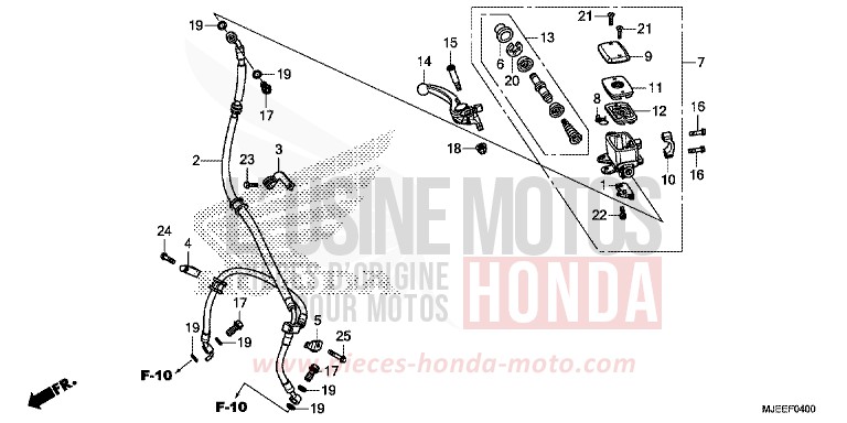 MAITRE-CYLINDRE FREIN AV. (CB650F) (1) de CB650F PEARL HIMALAYAS WHITE (NHA87) 2014