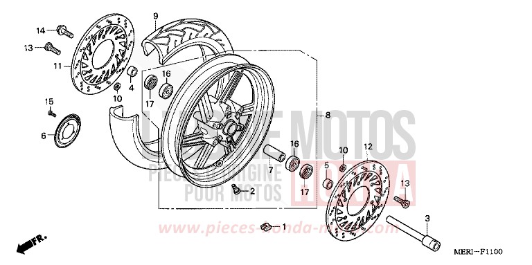 ROUE AVANT de CBF600N NORTH POLE BLUE METALLIC (PB342) 2004
