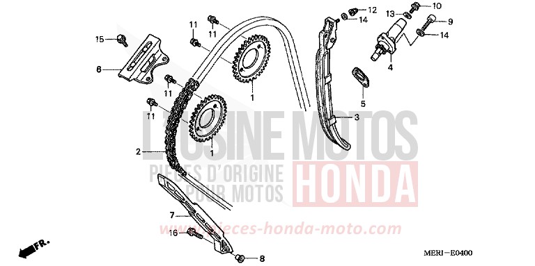 CHAINE A CAMES/TENDEUR de CBF600N FORCE SILVER METALLIC (NH411) 2005