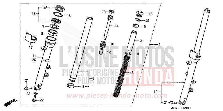 FOURCHETTE AVANT de CBF600N FORCE SILVER METALLIC (NH411) 2005