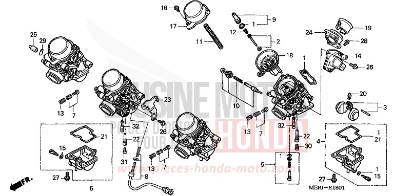 CARBURATEUR (PIECES CONSTITUTIVES) de CBF600N INTERSTELLAR BLACK METALLIC (NHA12) 2005