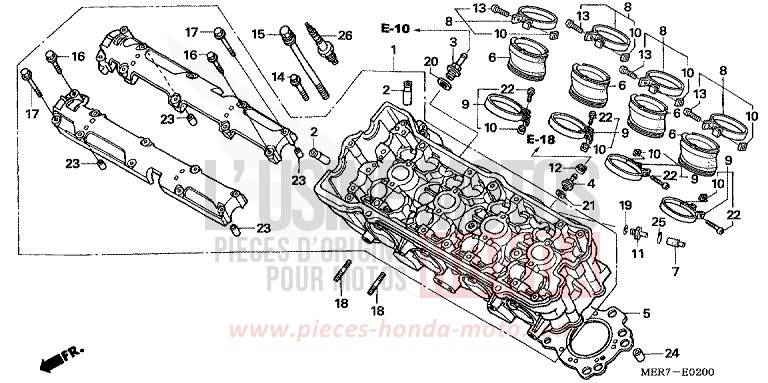CULASSE (CBF600S6/SA6/N6/NA6) de CBF600N EMERGENCY RED METALLIC (R311) 2006