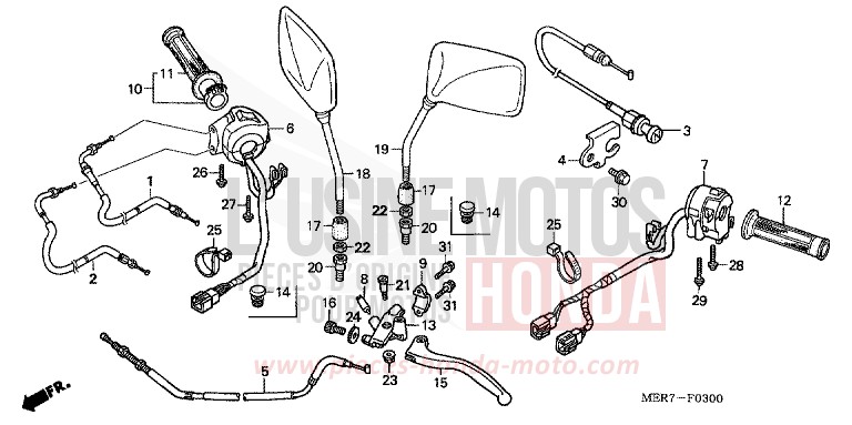 LEVIER DE GUIDON/COMMUTATEUR/CABLE (CBF600S6/SA6/N6/NA6) de CBF600N EMERGENCY RED METALLIC (R311) 2006