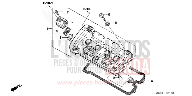COUVERCLE DE CULASSE (CBF600S6/SA6/N6/NA6) de CBF600N FORCE SILVER METALLIC (NH411D) de 2006