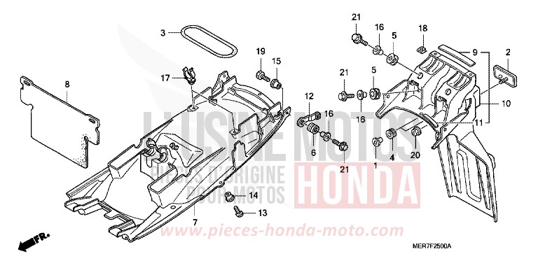 GARDE-BOUE ARRIERE (CBF600S6/SA6/N6/NA6) de CBF600N FORCE SILVER METALLIC (NH411D) 2006