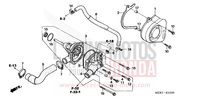 POMPE A EAU (CBF600S6/SA6/N6/NA6) de CBF600N QUASAR SILVER METALLIC (NHA48) 2006