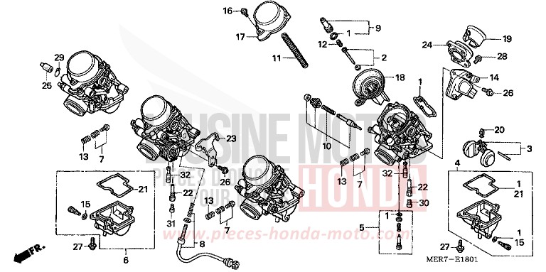 CARBURATEUR (PIECES CONSTITUTIVES) de CBF600N QUASAR SILVER METALLIC (NHA48) 2006
