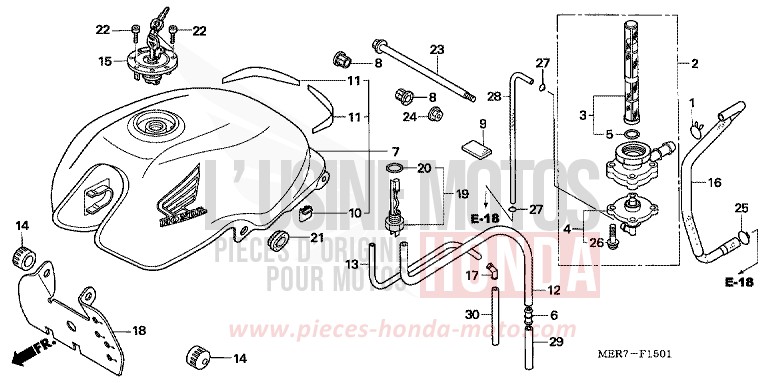 RESERVOIR A CARBURANT (CBF600N6/NA6) de CBF600N QUASAR SILVER METALLIC (NHA48) 2006