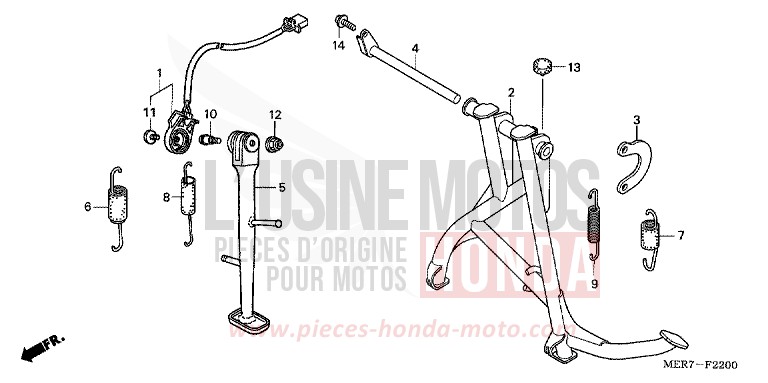 BEQUILLE (CBF600S6/SA6/N6/NA6) de CBF600N QUASAR SILVER METALLIC (NHA48) 2006
