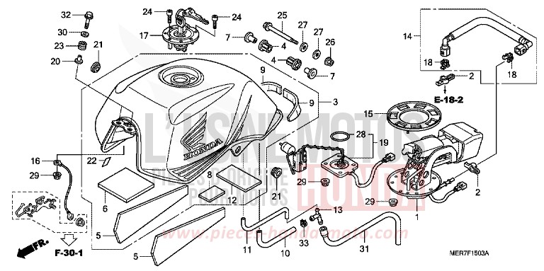 RESERVOIR A CARBURANT (CBF600N8/NA8) de CBF600N PEARL SIENA RED (R320) 2008
