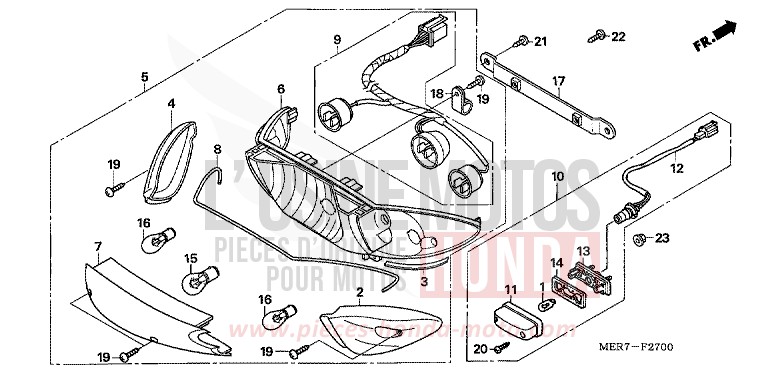 FEUX COMBINES ARRIERE de CBF600N PEARL SIENA RED (R320) 2008