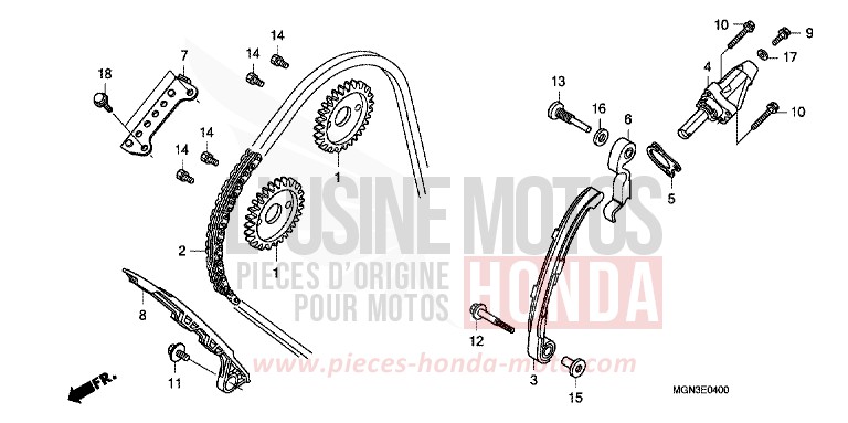 CHAINE A CAMES/TENDEUR de CBF600N DRAGON GREEN METALLIC (GY139) de 2010