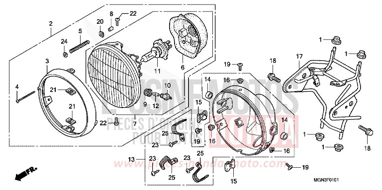PROJECTEUR (CBF600N/NA) de CBF600N DRAGON GREEN METALLIC (GY139) de 2010