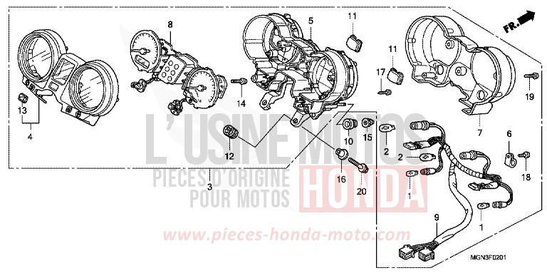 COMPTEUR (CBF600N/NA) de CBF600N DRAGON GREEN METALLIC (GY139) de 2010