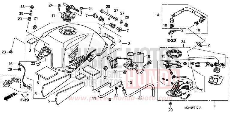 RESERVOIR A CARBURANT/POMPE A CARBURANT (CBF600N/NA) de CBF600N DRAGON GREEN METALLIC (GY139) de 2010