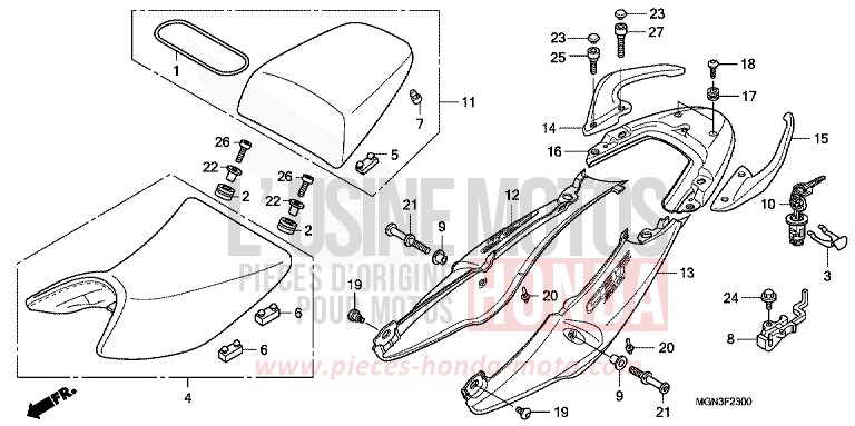 SIEGE/MOULURE DE SIEGE de CBF600N DRAGON GREEN METALLIC (GY139) de 2010