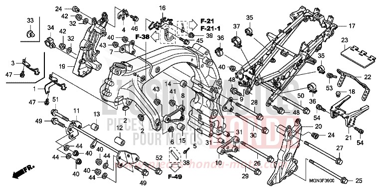 CARROSSERIE DE CHASSIS de CBF600N DRAGON GREEN METALLIC (GY139) de 2010