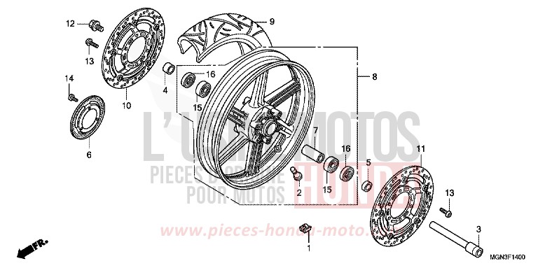 ROUE AVANT de CBF600N PEARL NIGHTSTAR BLACK (NHA84) de 2010