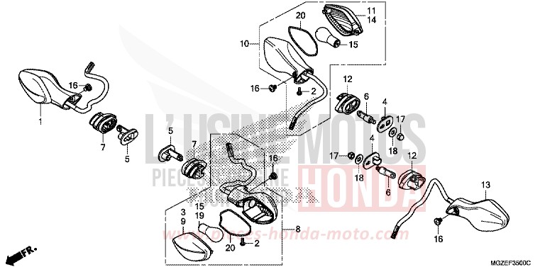 CLIGNOTANT de CB500F PEARL HIMALAYAS WHITE (NHA87) de 2013